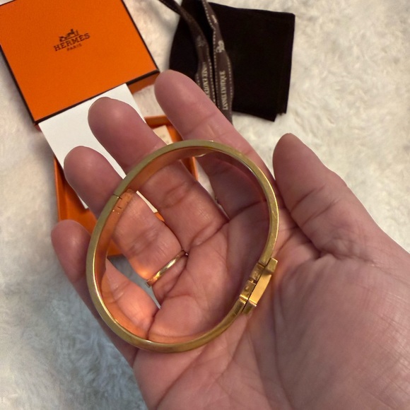 Hermes Gold and White Enamel Bracelet - Picture 5 of 6